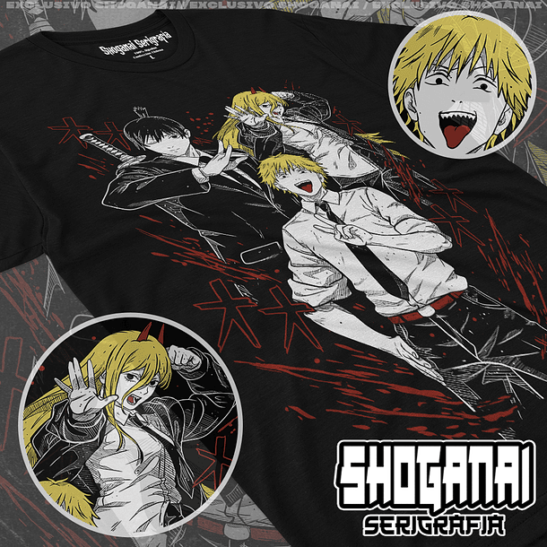 CHSM11 Denji, Power y Aki - Chainsawman / Polera manga corta 1