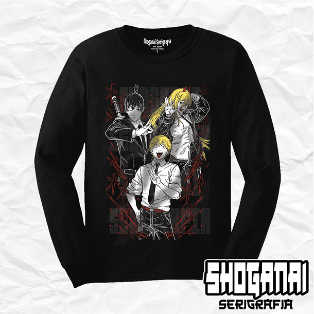 CHSM11 Denji, Power y Aki - Chainsawman / Polera manga larga 1
