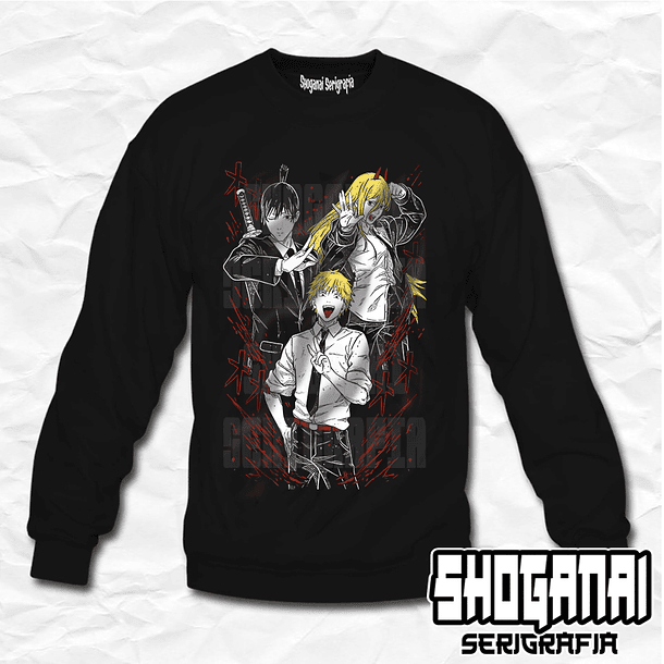 CHSM11 Denji, Power y Aki - Chainsawman / Crewneck - Poleron Polo 1