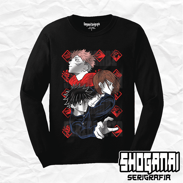 JJK04 Itadori, Nobara y Megumi - Jujutsu Kaisen / Polera manga larga 1