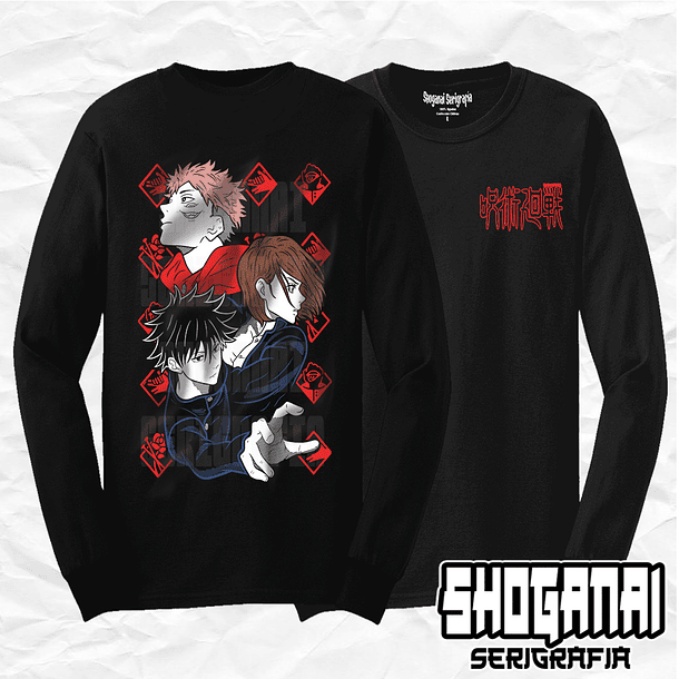 JJK04 Itadori, Nobara y Megumi - Jujutsu Kaisen / Polera manga larga 1