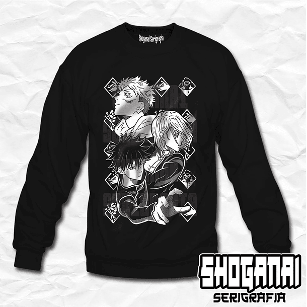 JJK04 OP2 Itadori, Nobara y Megumi - Jujutsu Kaisen / Crewneck - Poleron Polo 1