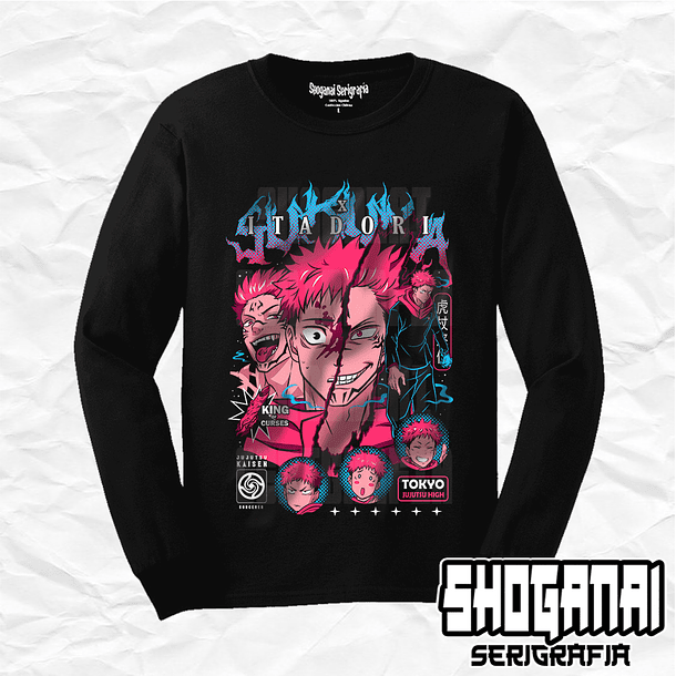JJK56 Itadori X Sukuna - Jujutsu Kaisen / Polera manga larga 1