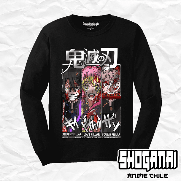 KNY19 Obanai, Mitsuri y Uzui - Kimetsu No Yaiba / Polera manga larga 1