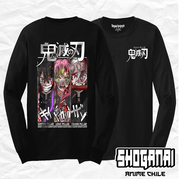 KNY19 Obanai, Mitsuri y Uzui - Kimetsu No Yaiba / Polera manga larga 1