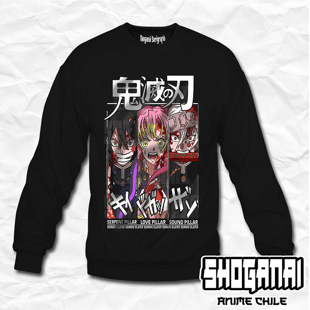 KNY19 Obanai, Mitsuri y Uzui - Kimetsu No Yaiba / Crewneck - Poleron Polo 1