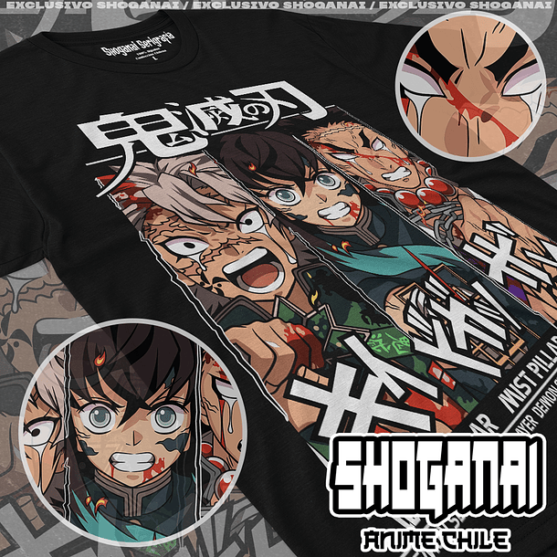 KNY20 Sanemi, Tokito y Gyomei - Kimetsu No Yaiba / Polera manga corta 1