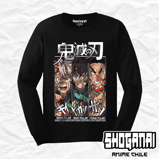 KNY20 Sanemi, Tokito y Gyomei - Kimetsu No Yaiba / Polera manga larga 1