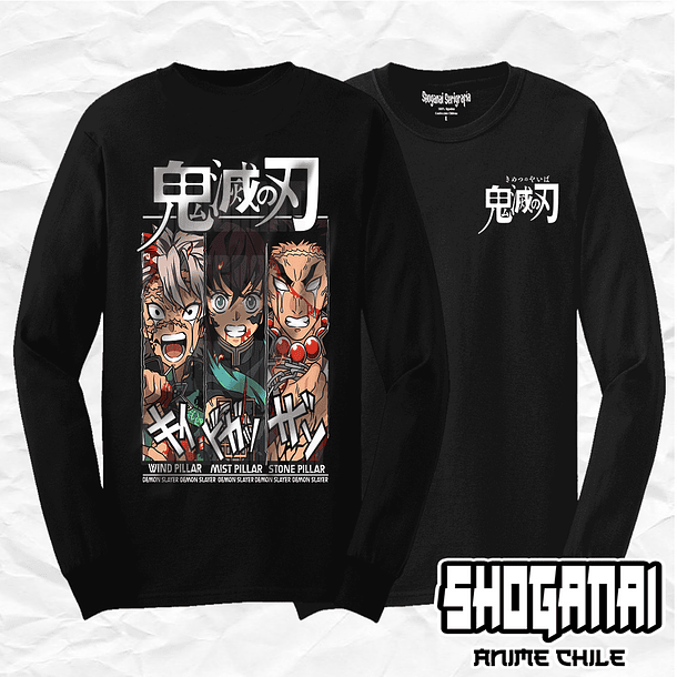 KNY20 Sanemi, Tokito y Gyomei - Kimetsu No Yaiba / Polera manga larga 1