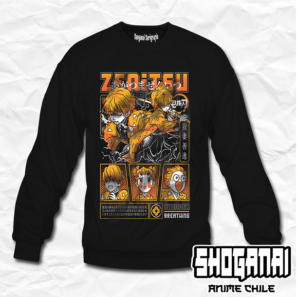 KNY52 Zenitsu Agatsuma - Kimetsu No Yaiba / Crewneck - Poleron Polo 1