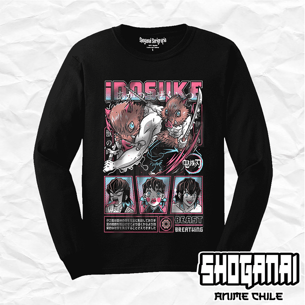 KNY53 Inosuke Hashibira - Kimetsu No Yaiba / Polera manga larga 1