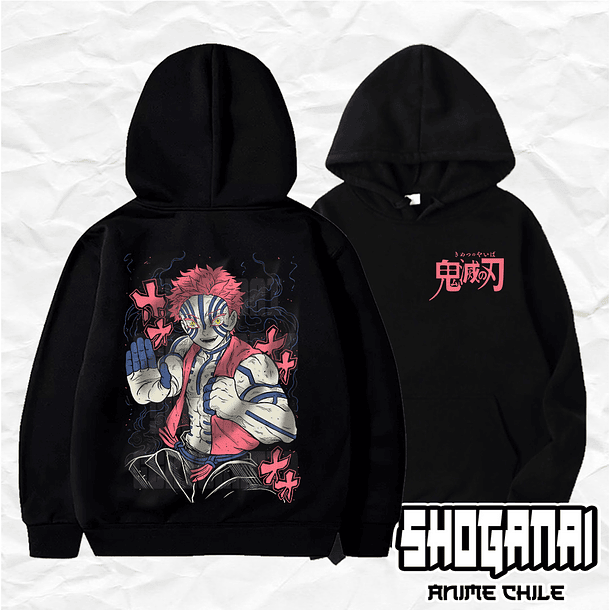 KNY57 Akaza - Kimetsu No Yaiba / Hoddie - Poleron Canguro 1