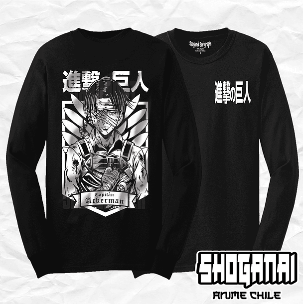 SNK02 Levi Ackerman - Shingeki No Kyojin / Polera manga larga 1