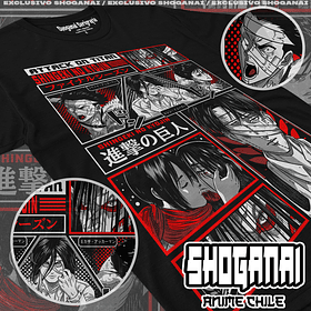 SNK07 Eren, Mikasa y Levi - Shingeki No Kyojin / Polera manga corta