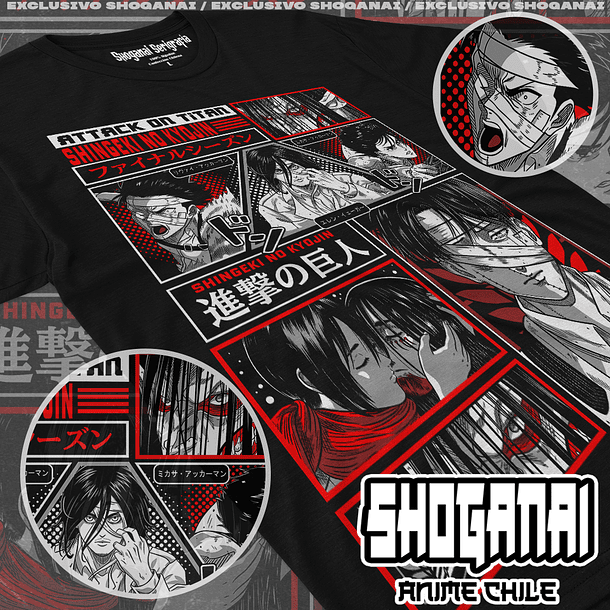 SNK07 Eren, Mikasa y Levi - Shingeki No Kyojin / Polera manga corta 1