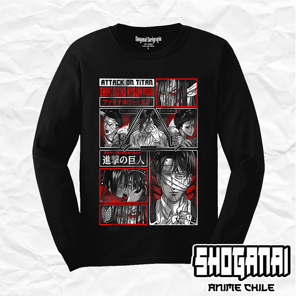 SNK07 Eren, Mikasa y Levi - Shingeki No Kyojin / Polera manga larga 1