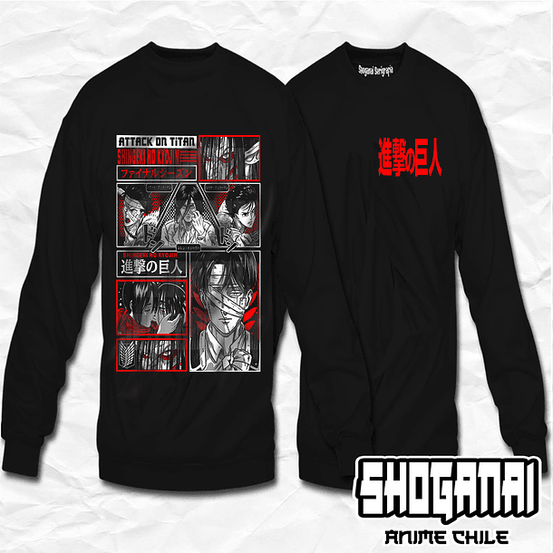 SNK07 Eren, Mikasa y Levi - Shingeki No Kyojin / Crewneck - Poleron Polo 1