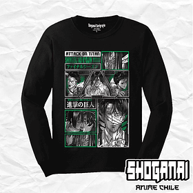 SNK07 OP2 Eren, Mikasa y Levi - Shingeki No Kyojin / Polera manga larga
