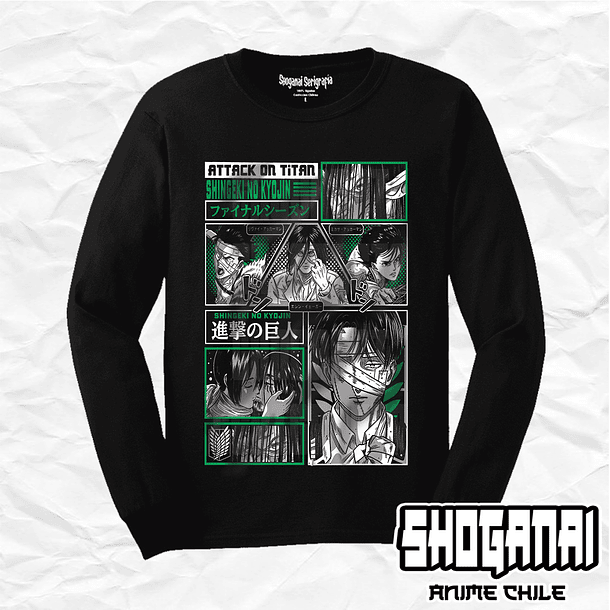 SNK07 OP2 Eren, Mikasa y Levi - Shingeki No Kyojin / Polera manga larga 1