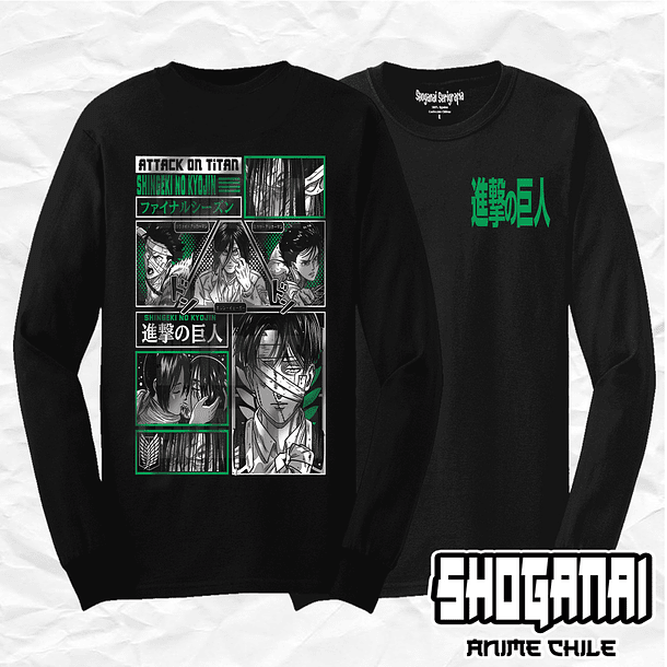 SNK07 OP2 Eren, Mikasa y Levi - Shingeki No Kyojin / Polera manga larga 1