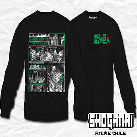 SNK07 OP2 Eren, Mikasa y Levi - Shingeki No Kyojin / Crewneck - Poleron Polo