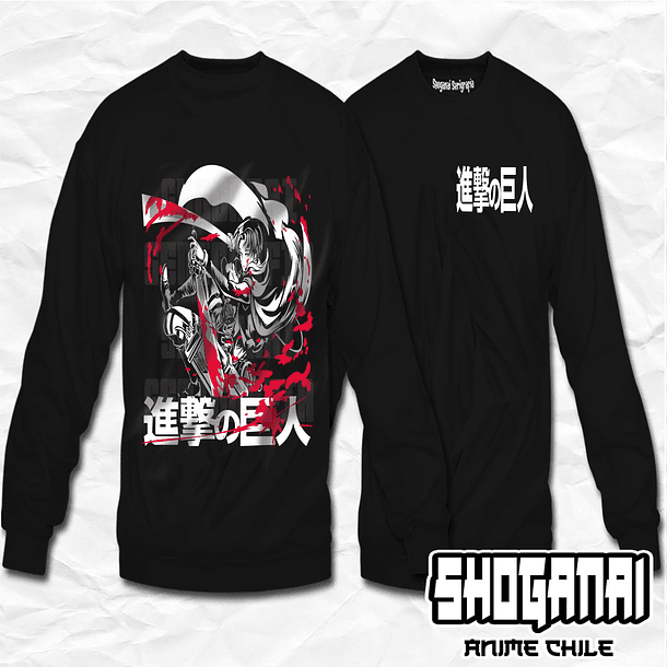 SNK12 Levi Ackerman - Shingeki No Kyojin / Crewneck - Poleron Polo 1