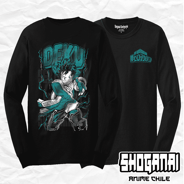 BNH02 Deku / Izuku Midoriya - Boku No Hero / Polera manga larga 1