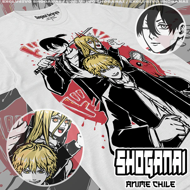 CHSM02 Denji, Power, Aki y Pochita - CHAINSAWMAN - INFANTIL (Polera o Polerón) 2