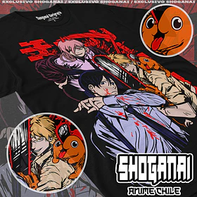CHSM14 Denji, Power, Aki y Pochita - CHAINSAWMAN - ADULTO (Polera o Polerón)