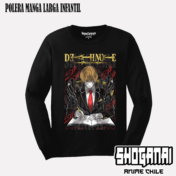 DN01 Light Yagami / Kira - DEATH NOTE - INFANTIL (Polera o Polerón) 3