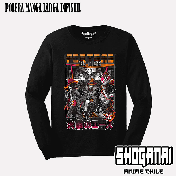 OP23 Portgas D. Ace - ONE PIECE - INFANTIL (Polera o Polerón) 4