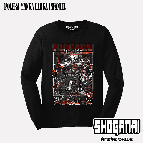 OP23 OP2 Portgas D. Ace - ONE PIECE - INFANTIL (Polera o Polerón) 3