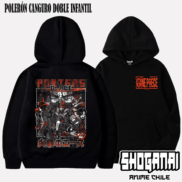 OP23 OP2 Portgas D. Ace - ONE PIECE - INFANTIL (Polera o Polerón) 5