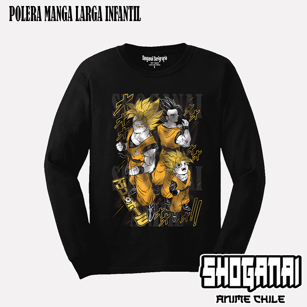 DB34 Goku, Gohan y Goten SSJ - DRAGON BALL - INFANTIL (Polera o Polerón) 3