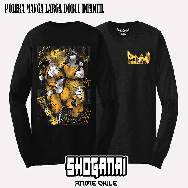 DB34 Goku, Gohan y Goten SSJ - DRAGON BALL - INFANTIL (Polera o Polerón) 4