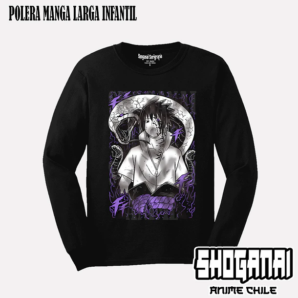 NAR11 Sasuke Uchiha - NARUTO - INFANTIL (Polera o Polerón) 3