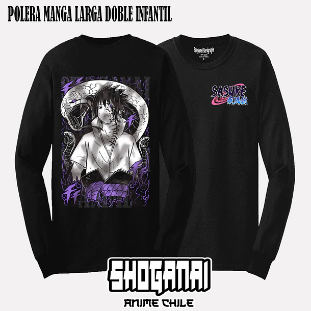 NAR11 Sasuke Uchiha - NARUTO - INFANTIL (Polera o Polerón) 4