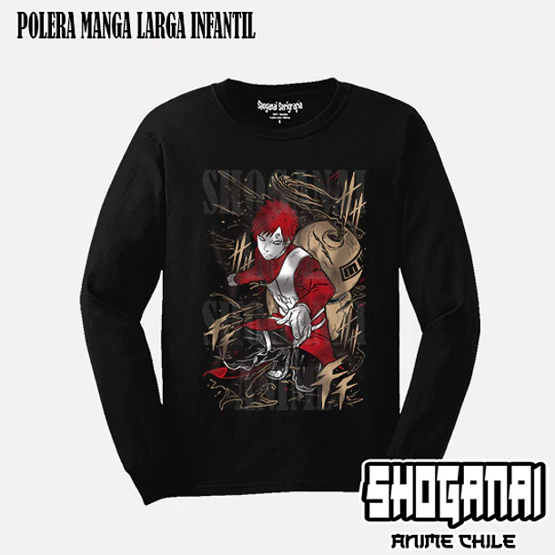 NAR26 Gaara - NARUTO - INFANTIL (Polera o Polerón) 3