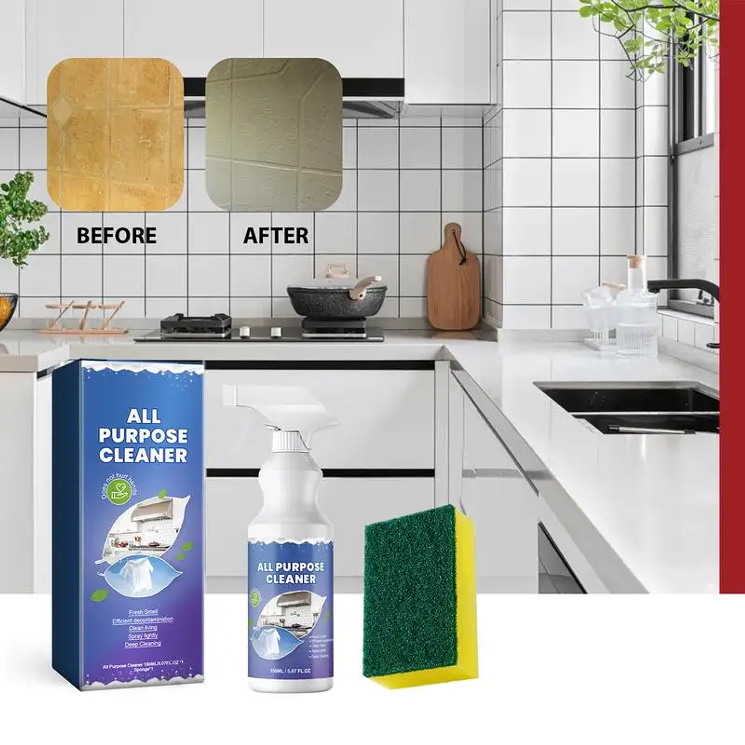 150ml Kitchen Multi Surface Cleaner Kitchen Spray All-Purpose Best Natural Cleaning Product Safety Foam Oil Stain Cleaner 2