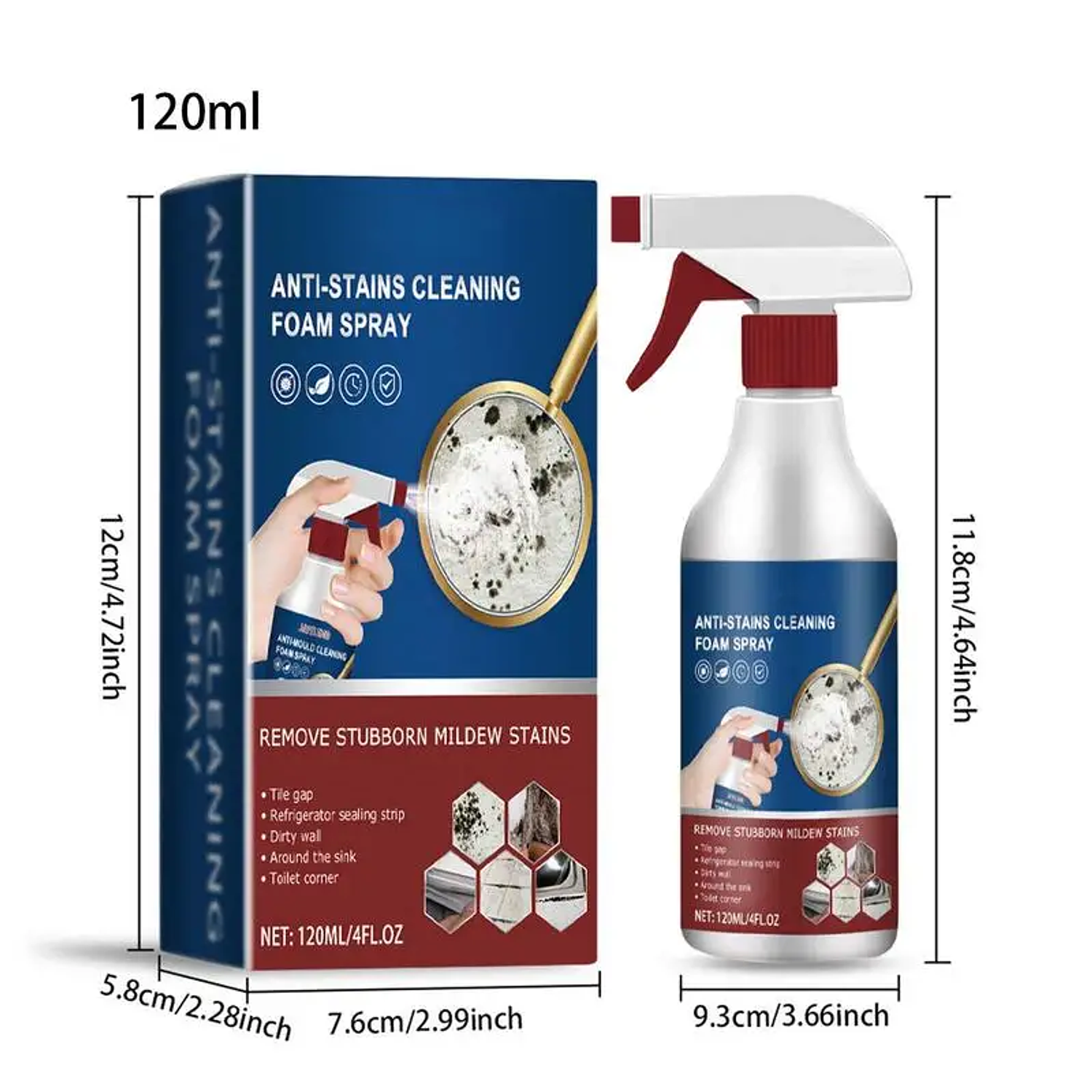 Wall Cleaner Spray Multifunctional Wall Stain Remover Foaming Bathroom Cleaner Powerful All-Purpose Foam Cleaner Spray Cleaner 6