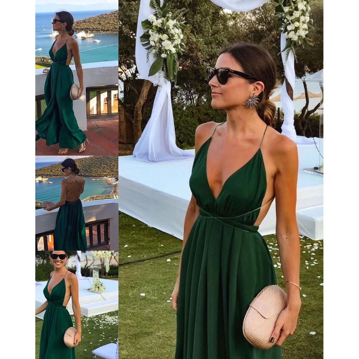 Vestido Tiras / Color Especial - Verde Esmeralda