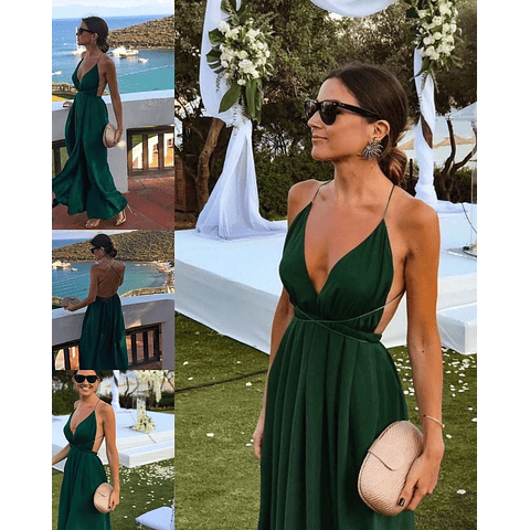 Vestido Tiras / Color Especial - Verde Esmeralda