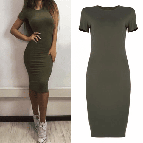 Vestido slim - Ref. VESSLI- VERDE MILITAR