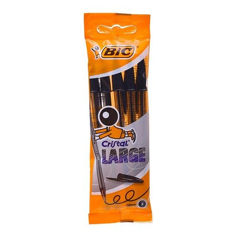 BIC CANETA CRISTAL LARGE PRETA 5 UNI.