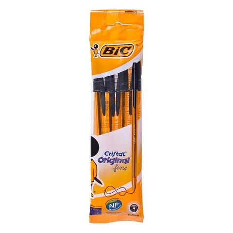 BIC CANETA CRISTAL ORIGINAL FINE PRETA 4 UNI.