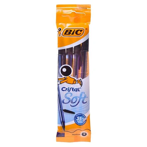 BIC CANETA CRISTAL SOFT PRETO 4 UNI.