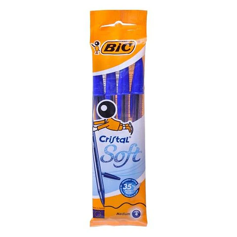 BIC CANETA CRISTAL SOFT AZUL 4 UNI.