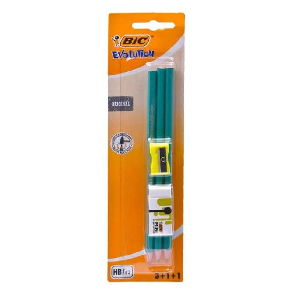BIC LÁPIS EVOLUT 3 UNI. C/BORRACHA+AFIA 1