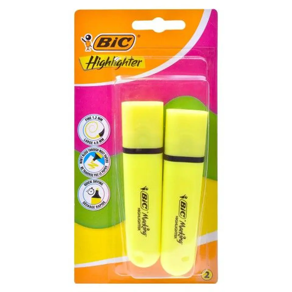 BIC SUBLINHADORES AMARELO NEON 2 UNI. 1