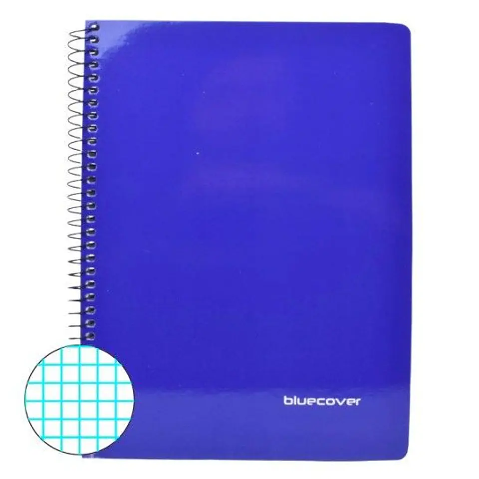 CADERNO A5 QUADRICULADO ESPIRAL AZUL 80FLS  1